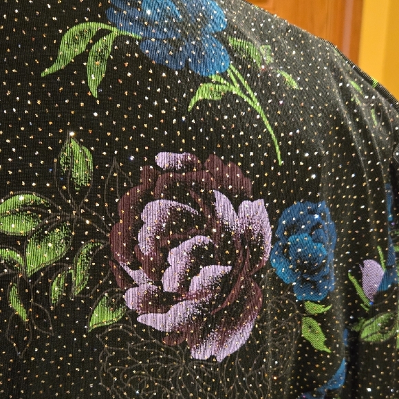 Alex Evenings Black Floral Sparle Jacket and Top Set - Picture 3 of 7